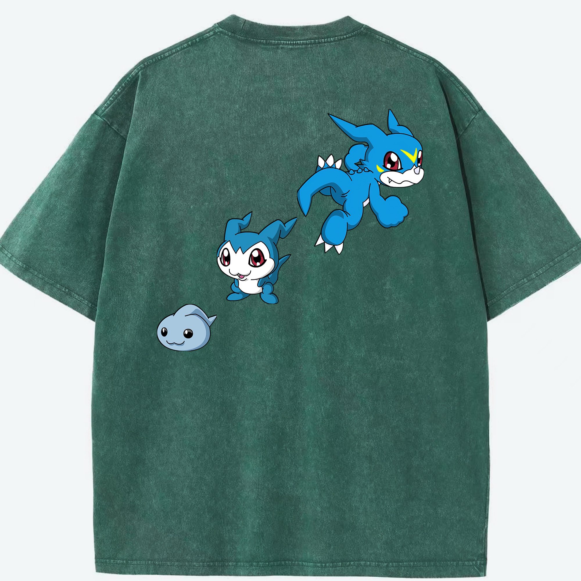（画像用） Digimon デジタルモンスター/デジモン 綿100% ヴィンテージ風 半袖Tシャツ（背面プリント）